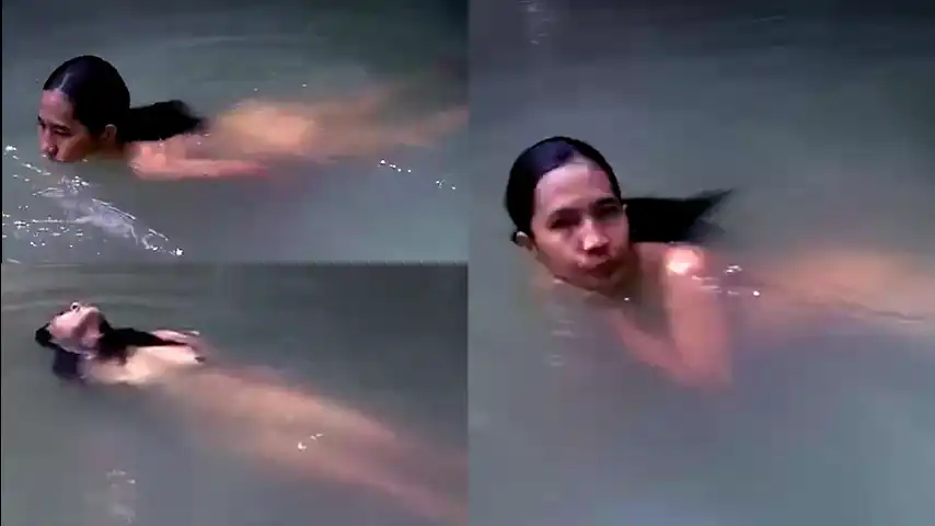 Tante Lagi Asyik Berenang Disungai